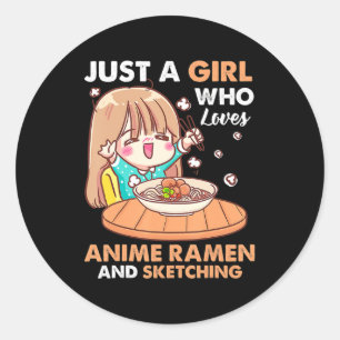 Gewoon een meisje dat van Anime Ramen houdt en Gi  Ronde Sticker