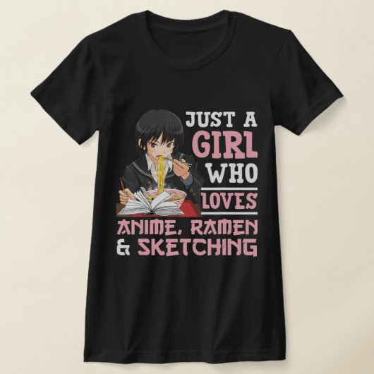Gewoon een meisje dat van Anime Ramen houdt en Gi  T-shirt (Laagn)