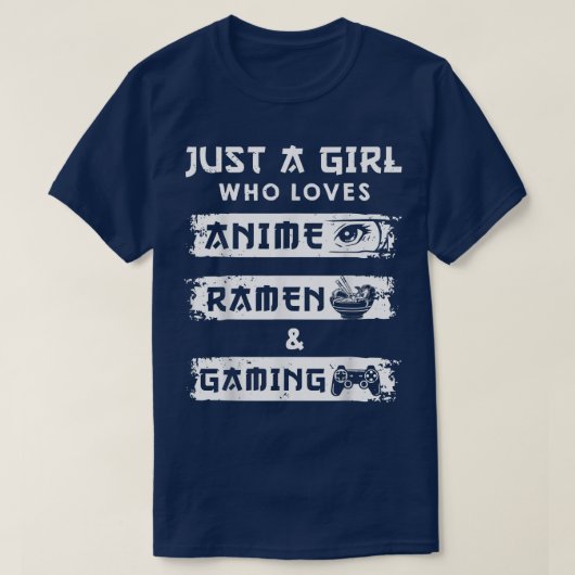 Gewoon een meisje dat van Anime Ramen houdt en gra T-shirt (Design voorkant)