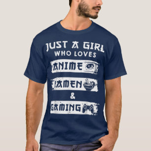 Gewoon een meisje dat van Anime Ramen houdt en gra T-shirt