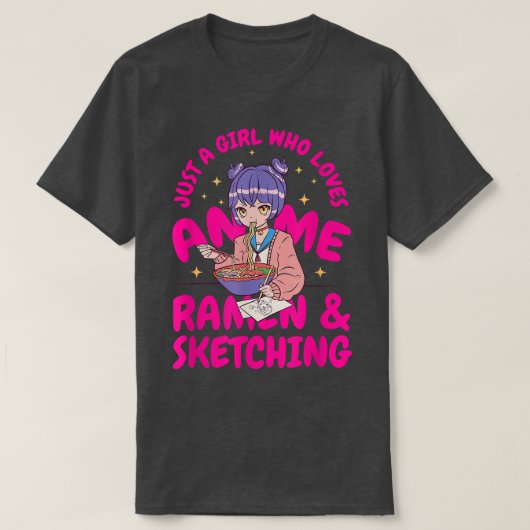 Gewoon een meisje dat van Anime Ramen houdt en Ja  T-shirt (Design voorkant)