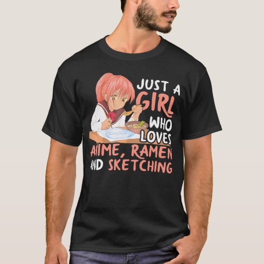 Gewoon een meisje dat van Anime Ramen houdt en Ja  T-shirt (Voorkant)