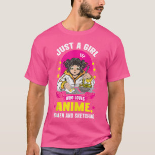 Gewoon een meisje dat van Anime Ramen houdt en Ja T-shirt