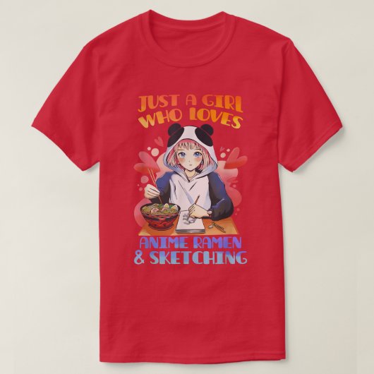 Gewoon een meisje dat van Anime Ramen houdt en Ja  T-shirt (Design voorkant)