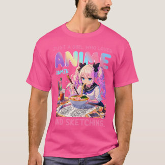 Gewoon een meisje dat van Anime Ramen houdt en Ja T-shirt