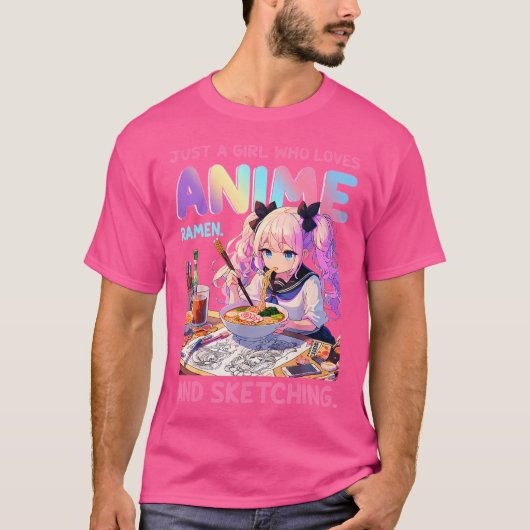 Gewoon een meisje dat van Anime Ramen houdt en Ja T-shirt (Voorkant)