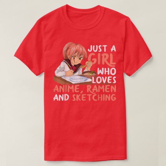 Gewoon een meisje dat van Anime Ramen houdt en Ja  T-shirt (Design voorkant)