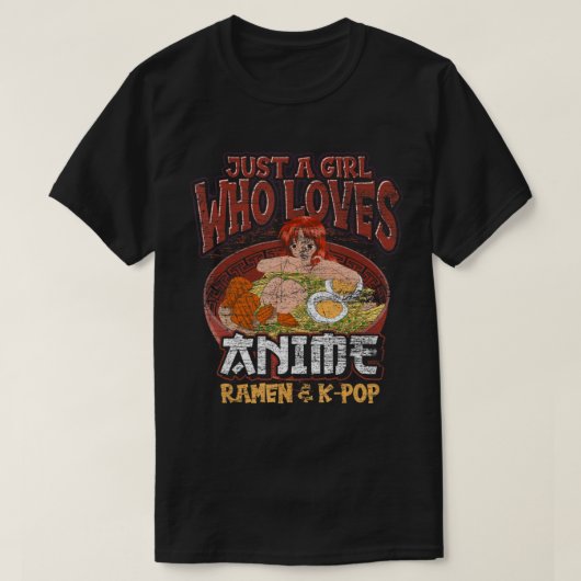 Gewoon een meisje dat van Anime Ramen houdt en Jap T-shirt (Design voorkant)