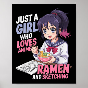 Gewoon een meisje dat van Anime Ramen houdt en ket Poster
