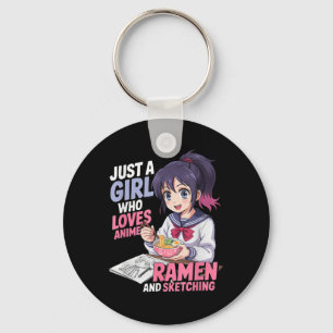 Gewoon een meisje dat van Anime Ramen houdt en ket Sleutelhanger