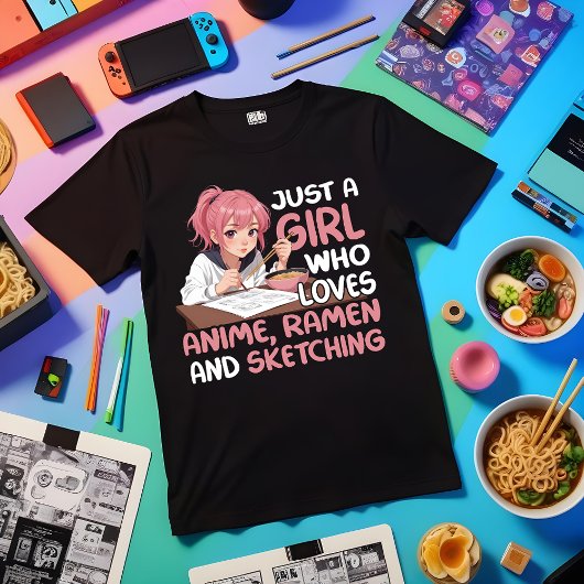 Gewoon een meisje dat van Anime Ramen houdt en ket T-shirt