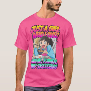 Gewoon een meisje dat van Anime Ramen houdt en ket T-shirt