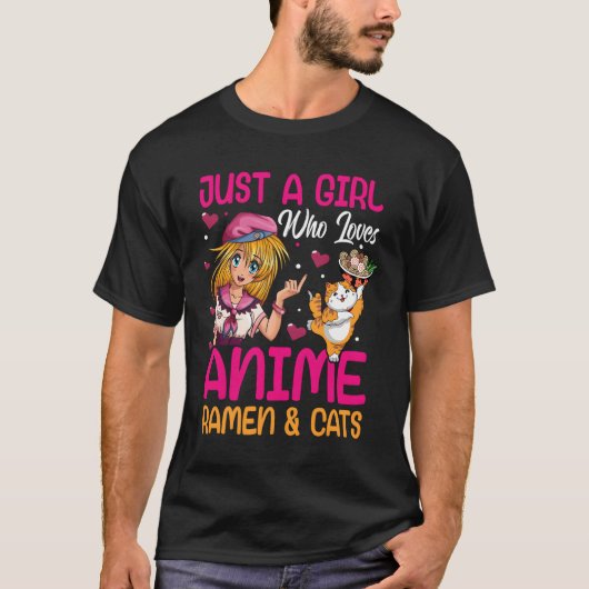 Gewoon een meisje dat van Anime Ramen houdt en m'n T-shirt (Voorkant)