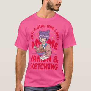 Gewoon een meisje dat van Anime Ramen houdt en Ske T-shirt