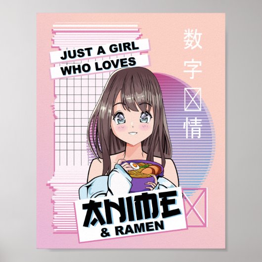 Gewoon een meisje dat van Anime & Ramen houdt - Ka Poster (Voorkant)