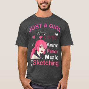 Gewoon een meisje dat van Anime Ramen houdt, muzie T-shirt