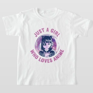 Gewoon een meisje dat van Anime T-Shirt 3 cm Ronde