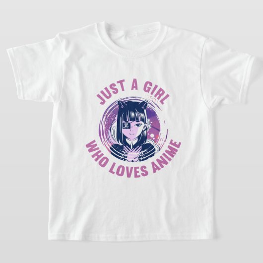 Gewoon een meisje dat van Anime T-Shirt 3 cm Ronde (Laagn)