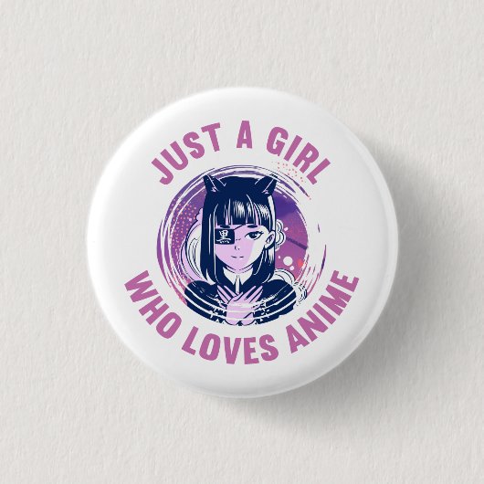 Gewoon een meisje dat van Anime T-Shirt houdt Ronde Button 3,2 Cm (Voorkant)