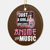 Gewoon een meisje dat van animo en muziek houdt keramisch ornament (Links)