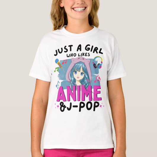 Gewoon een meisje dat van animo en van J-Pop tiene T-shirt (Voorkant)