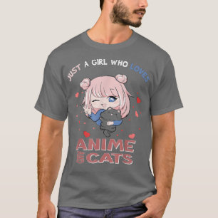 Gewoon een meisje dat van animo houdt en katten di t-shirt