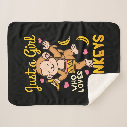 Gewoon een meisje dat van apen houdt sherpa deken (Voorkant (horizontaal))