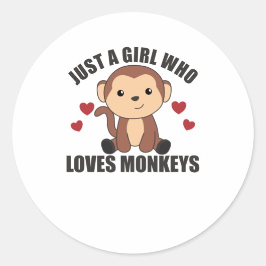 Gewoon een meisje dat van apen houdt - Sweet Monke Ronde Sticker (Voorkant)