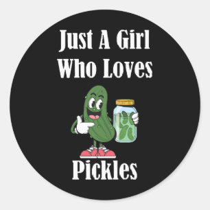 Gewoon Een Meisje Dat Van Augurken Augurk Houdt Ronde Sticker