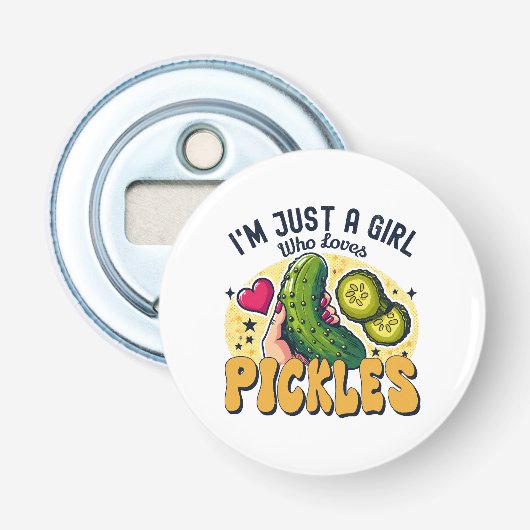 Gewoon Een Meisje Dat Van Augurken Houdt - Grappig Button Flesopener (Voorkant)