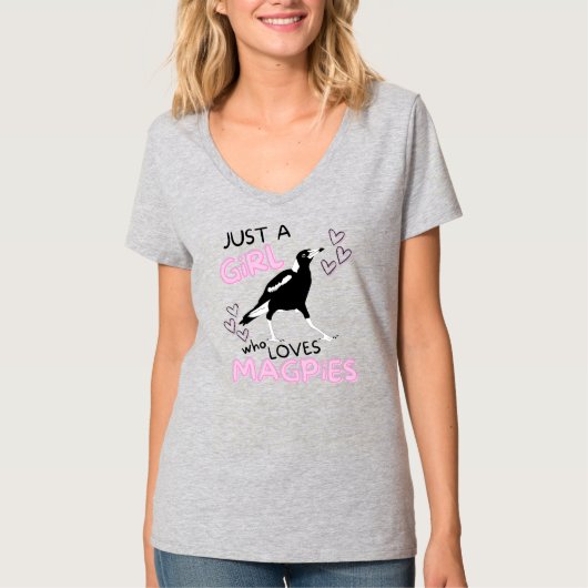 Gewoon een meisje dat van Australische Magpies Cut T-shirt (Voorkant)