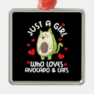 Gewoon een meisje dat van Avocado houdt en katten Metalen Ornament