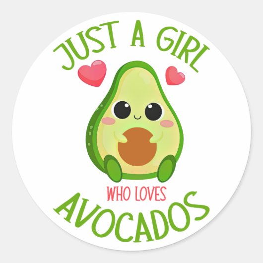 Gewoon een meisje dat van Avocados houdt Ronde Sticker (Voorkant)