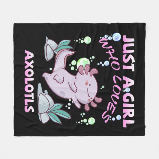 Gewoon een meisje dat van Axolotls Anime Kawaii Gi Fleece Deken (Voorkant (Horizontaal))