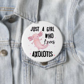 Gewoon een meisje dat van Axolotls houdt, amfibisc Ronde Button 4,0 Cm (In situ)