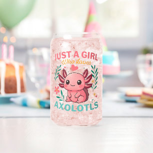 Gewoon een meisje dat van axolotls houdt blikvorm glas