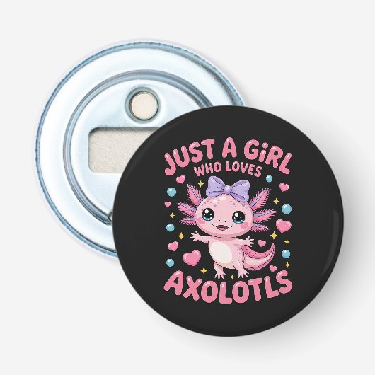 Gewoon Een Meisje Dat Van Axolotls Houdt  Button Flesopener (Voorkant)