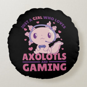 Gewoon een meisje dat van Axolotls houdt en games Rond Kussen