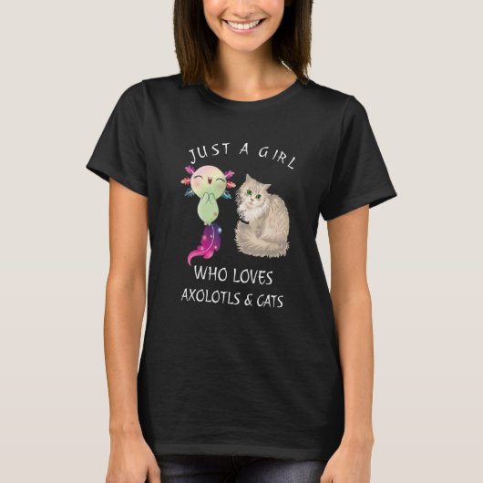 Gewoon een meisje dat van Axolotls houdt en katten T-shirt (Voorkant)