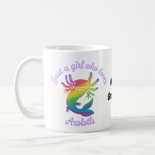Gewoon een meisje dat van axolotls houdt, leuk en koffiemok