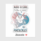 Gewoon een meisje dat van Axolotls houdt Sticker (Vel)
