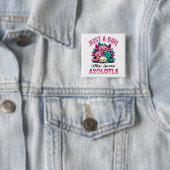 gewoon een meisje dat van Axolotls houdt Vierkante Button 5,1 Cm (In situ)