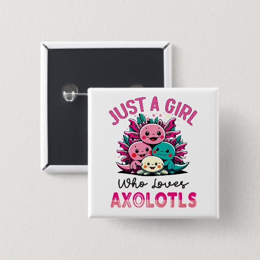 gewoon een meisje dat van Axolotls houdt Vierkante Button 5,1 Cm (Voorkant /achterkant)