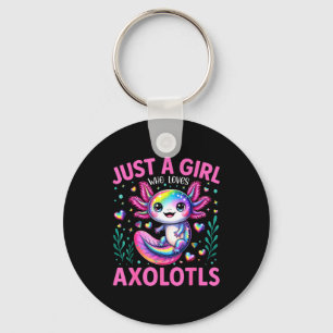 Gewoon een meisje dat van Axolotls Kawaii-kinderen Sleutelhanger