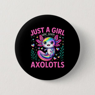 Gewoon Een Meisje Dat Van Axolotls Kawaii Meisjes Ronde Button 5,7 Cm