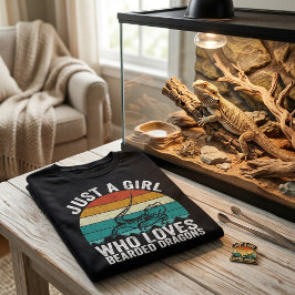 Gewoon een meisje dat van baardagaam retro zonsond t-shirt