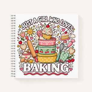Gewoon een meisje dat van bakken houdt Roze Retro Notitieboek