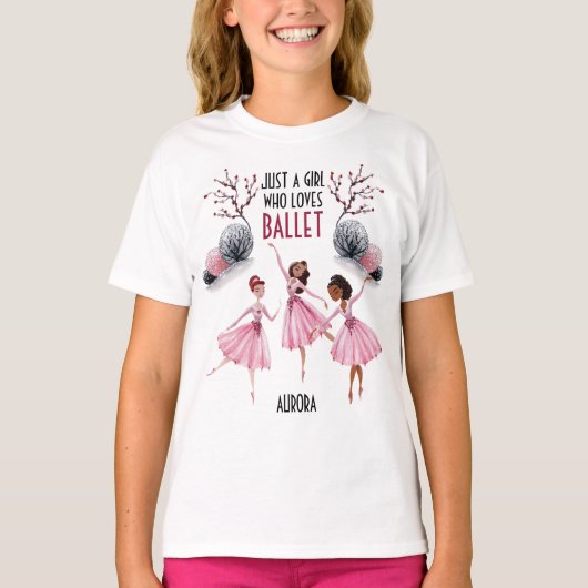 Gewoon een meisje dat van Ballet Ballerina design T-shirt (Voorkant)
