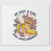 Gewoon een meisje dat van bananen houdt cadeaupapier (Vlak)