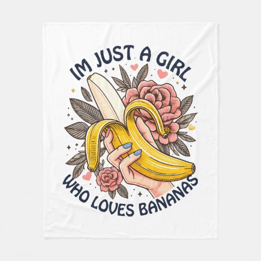 Gewoon een meisje dat van bananen houdt fleece deken (Voorkant)